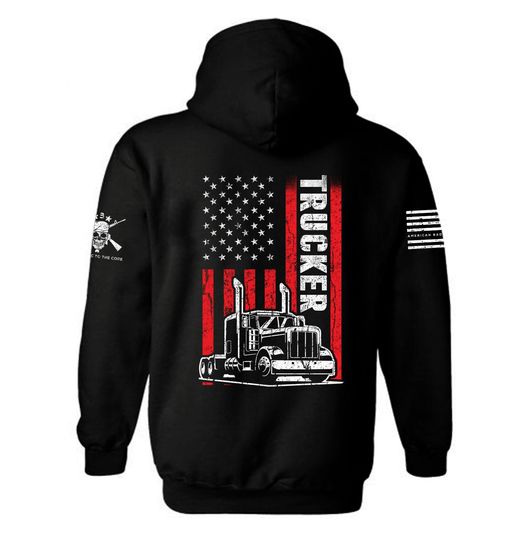 Discover Trucker Patriotic American Flag Hoodie