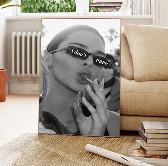 Discover Kendall I Don't Care Black White Poster