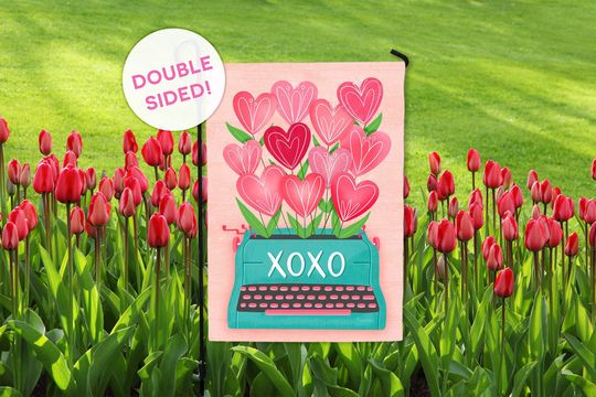 Discover Valentines Day Garden Flag - XOXO Typewriter Garden Flag