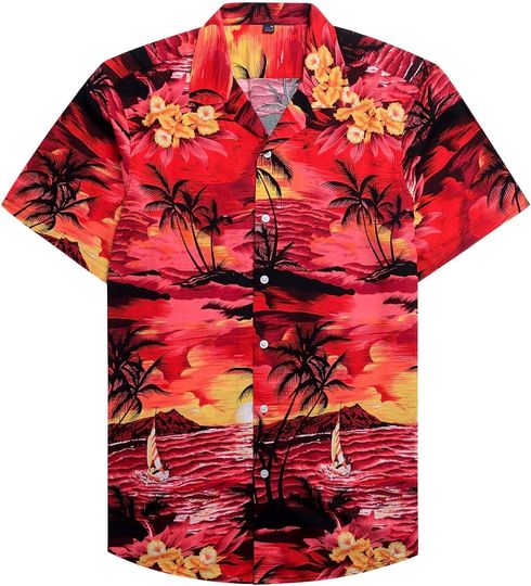 Discover Alimens & Gentle 100% Cotton Regular Fit Short Sleeve Casual Hawaiian Shirt for Men