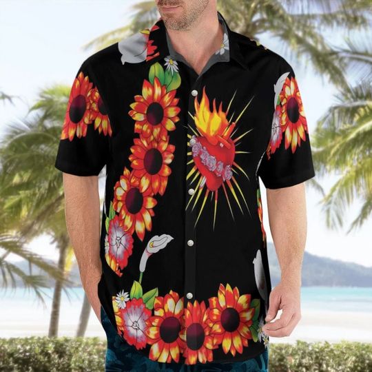 Discover Leonardo DiCaprio Romeo And Juliet Heart Black Hawaiian Shirt