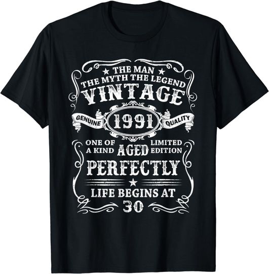 Discover Gift Vintage 1991 Man Myth Legend T-Shirt