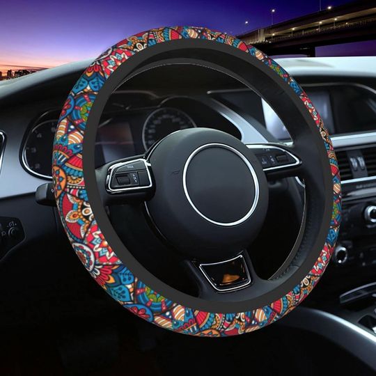 Discover Flower Boho Bohemian Car Steering Wheel Cover