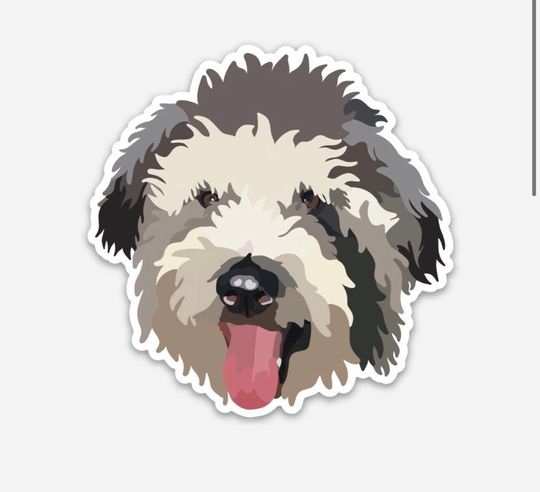 Discover Sheepadoodle Dog Sticker | Sheep Dog Art