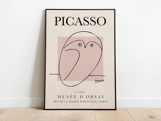 Discover Picasso The Owl Exhibition Vintage Line Art Poster
