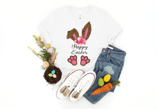 Discover Happy Easter Rose Leopard Bunny Shirt, Easter Bunny Shirt