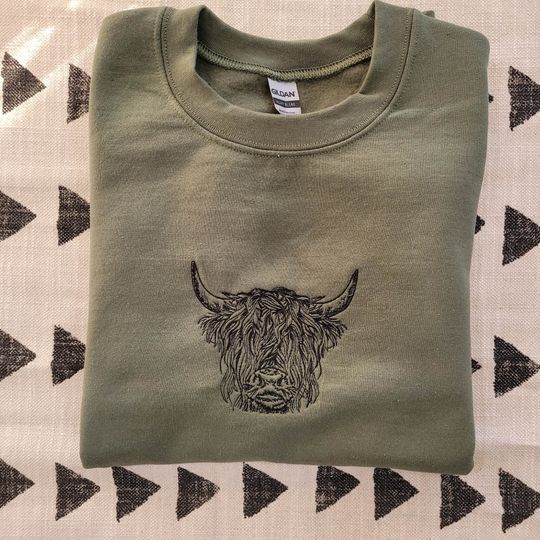 Discover Highland Cow, Embroidered Sweatshirt