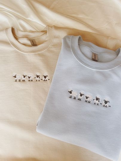 Discover Embroidered Sheep Sweatshirt