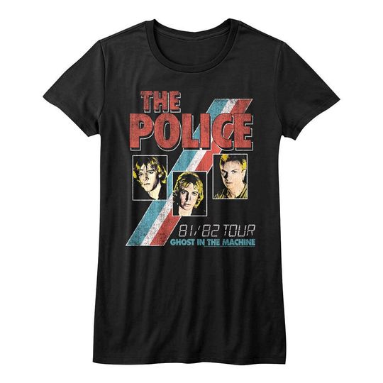 Discover Sting & The Police Womens T Shirt Ghost in the Machine Black T-Shirt 1981