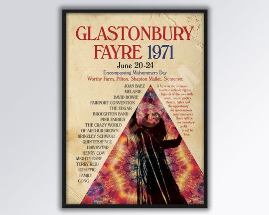 Discover GLASTONBURY FAYRE 1971 REIMAGINED Poster