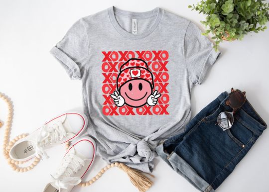 Discover Love Vibes Shirt, Beanie Smiley Face T-Shirt, Valentines Day Tee