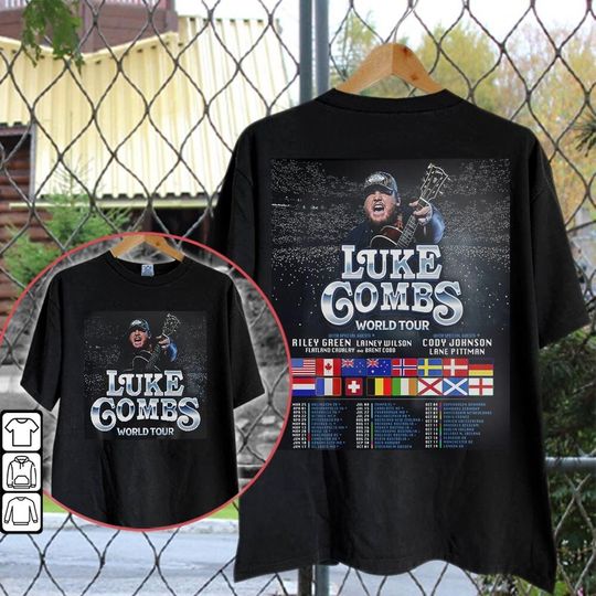 Discover 2 Sides Luke Combs World TOUR DATES 2023 World Tour Double Sided t-Shirt