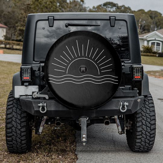 Discover Sun And Waves Tire Cover For Jeep, Tire Cover
