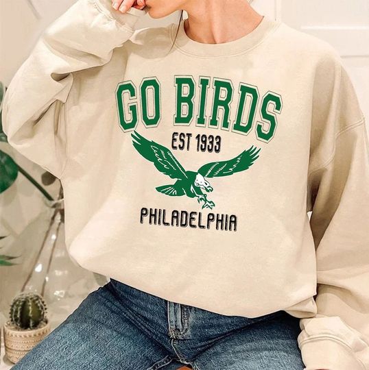 Discover Philadelphia Shirt, Go Birds Vintage Eagles Shirt Sweatshirt, Gameday Apparel