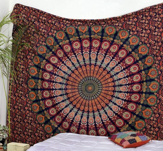 Discover tapestry multi peacock tapestries indian mandala tapestry