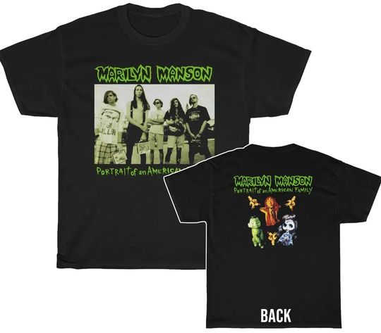 Discover Marilyn Manson Custom Designed Portrait of An American Family T-Shirt