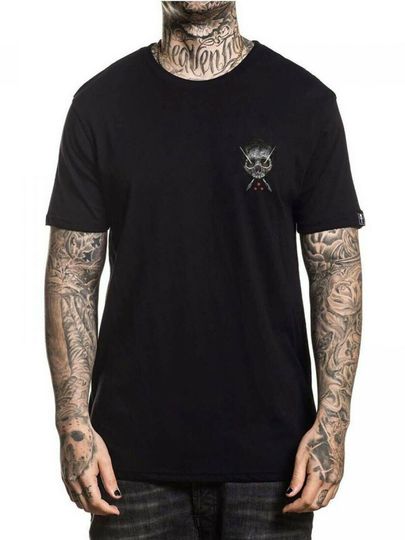Discover Sullen Men's T-shirt HOLMES BADGE Jet Black Tattoo Skull Premium Quality Artwork