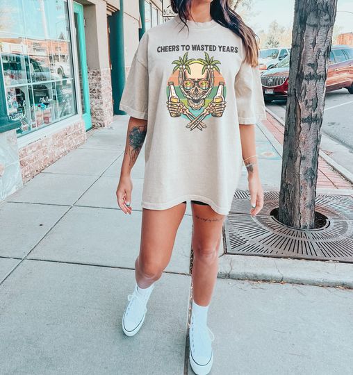 Discover T-Shirt, Beach T-Shirt, Cheers To Wasted Years, Distressed T-Shirt