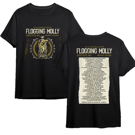 Discover 2023 Winter Tour Flogging Molly T-Shirt, Vintage Flogging Molly Band Shirt