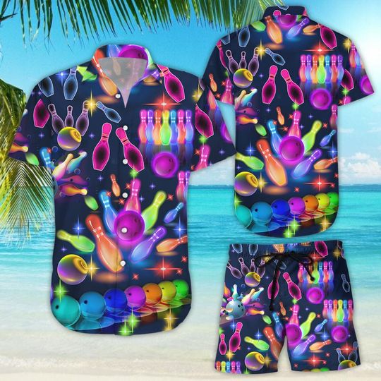Discover Bowling Hawaiian Shirt - Awesome Colorful Bowling Neon Light Hawaiian Shirts