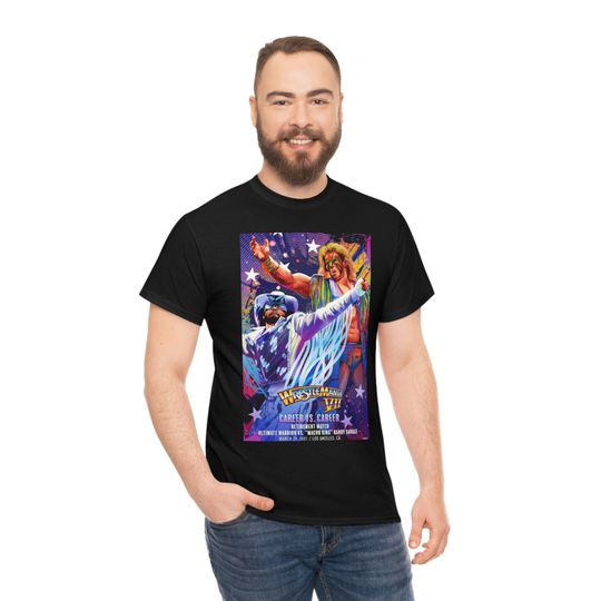 Discover Wrestlemania 7 T-Shirt Ultimate Warrior Vs Macho Man Randy Savage HBK