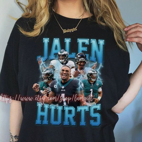 Discover Jalen Hurts Vintage Shirt, Jalen Hurts Bootleg Shirt, 90s Vintage Graphic Tee