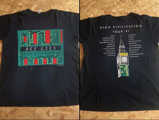 Discover 1991 Bee Gees Hight Civilization Tour T-Shirt, Bee Gees Tour '91 T-Shirt