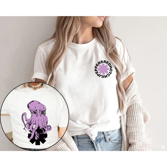 Discover Red Hot Chili Peppers Logo & Octopus Double Sided Shirt