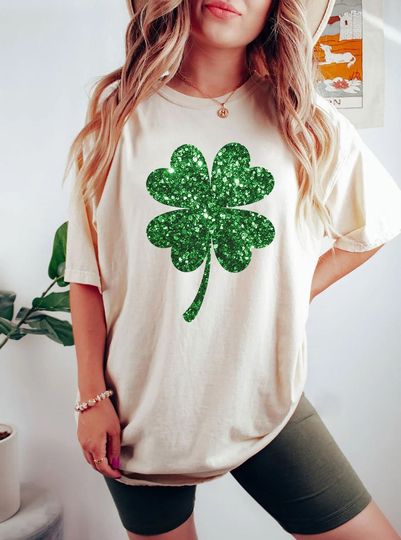 Discover Glitter Shamrock Shirt Hoodie Sweatshirt, Shamrock Tshirt