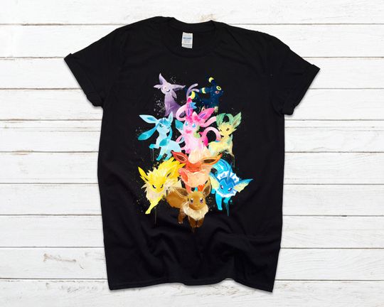 Discover T-Shirt Black Man Woman Child Evoli Eevee Evolutions