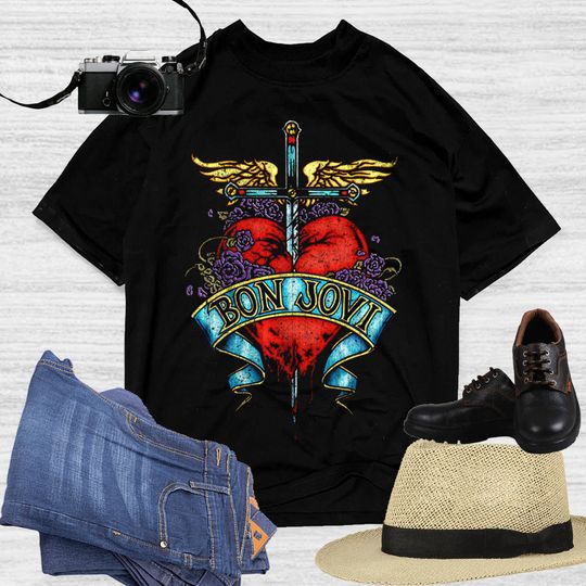 Discover Bon Jovi Pierced Heart Tattoo T-Shirt
