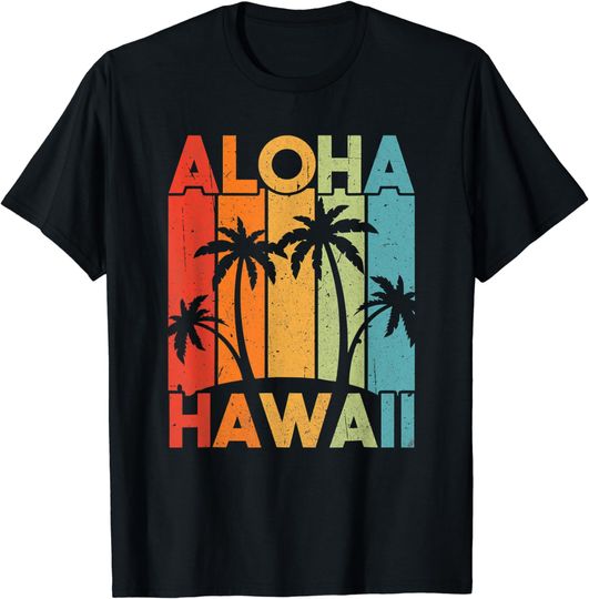 Discover Aloha Hawaii Tree Sunset Funny Summer Vacation Beach Hawaii T-Shirt