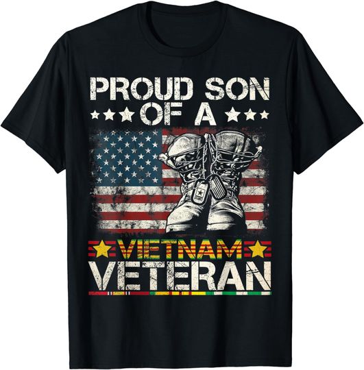 Discover Proud Son Of Vietnam Veteran US Flag T-Shirt