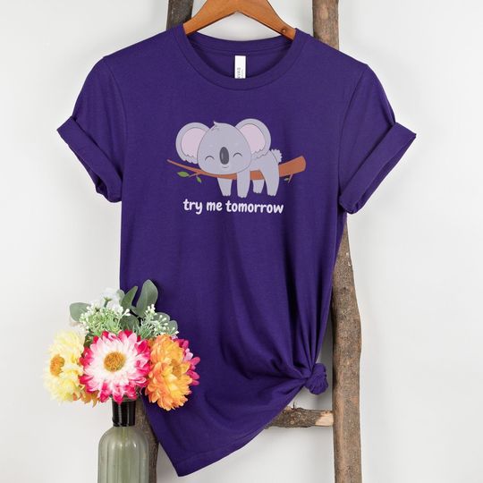 Discover Try Me Tomorrow Lazy Sleeping Koala T-Shirt