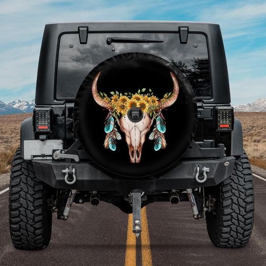 Discover Boho Bull Skull Spare Tire Cover
