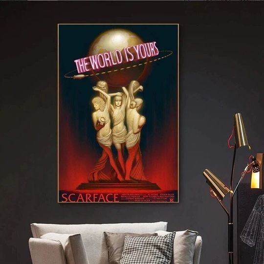 Discover The World is Yours - Scarface Statue Poster