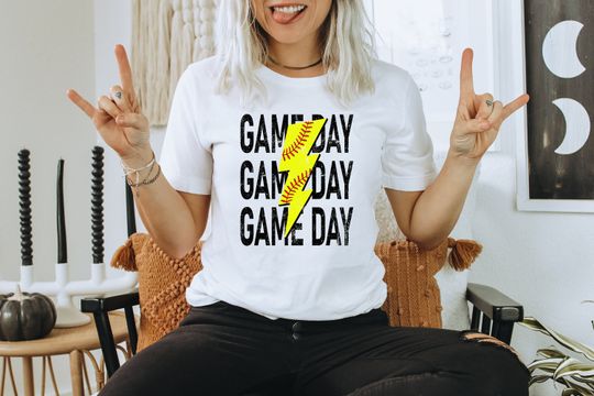 Discover Gameday Softball Shirt, Gameday Lightning Bolt, Leopard