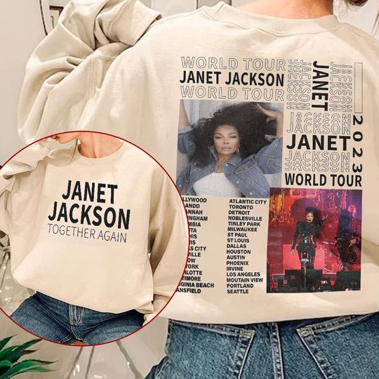 Discover Janet Jackson Together Again Tour 2023 V1, Janet Jackson Music Concert Double Sides shirt