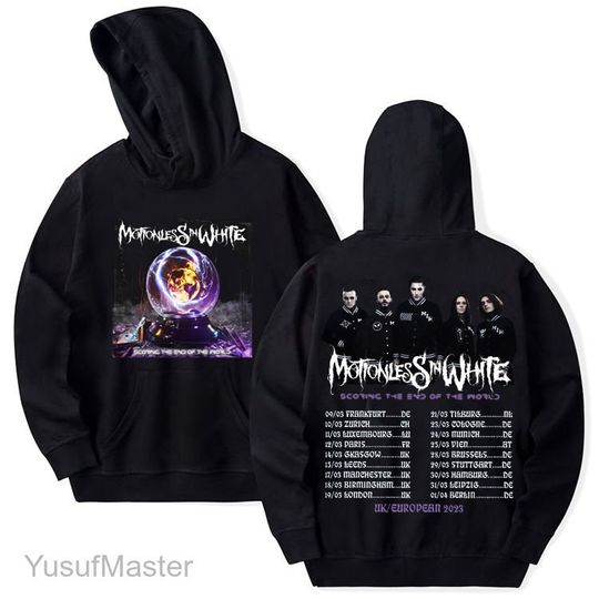 Discover 2023 Motionless In White Scoring The End Of The World Uk Europe Tour Hoodie
