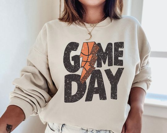 Discover Basketball Game Day Lighting Bolt Sweatshirt, Basketball Game Day Sweatshirt