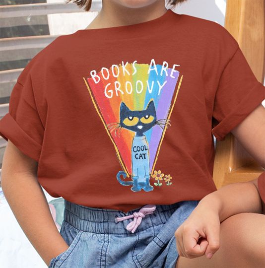 Discover Pete The Cat Books Are Groovy Cool Cat Classic Shirt, Cats Books Shirt