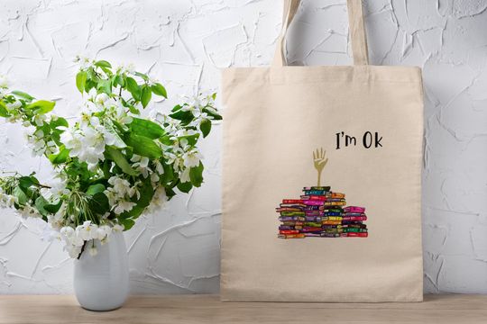 Discover I'm Ok Book Tote Bag - Funny Library Style