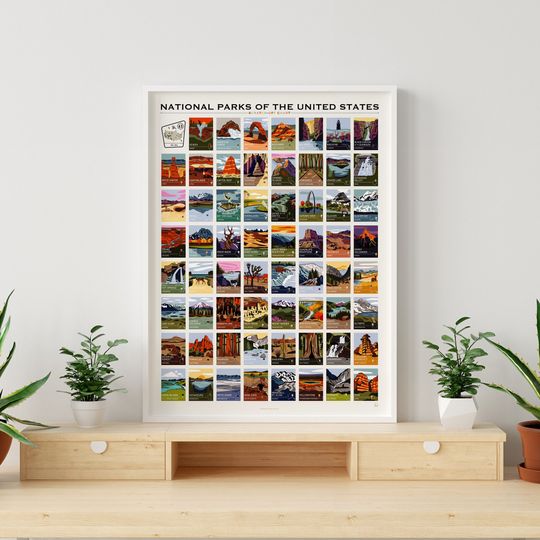 Discover National Parks Map Poster