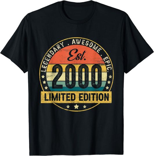 Discover Est Vintage 2000 23 Year Old Gifts 23rd Birthday Boys Girls T-Shirt