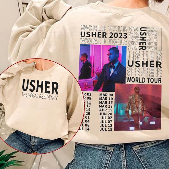 Discover Usher My Way The Vegas Residency Tour 2023 Shirt, Usher RnB Music Concert Double Sides shirt