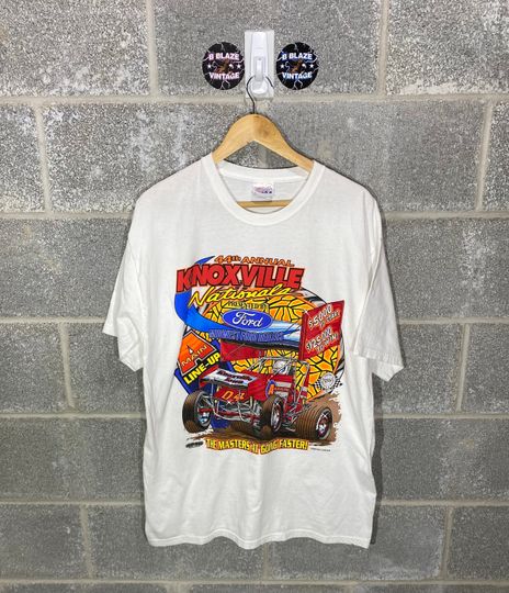 Discover Vintage Y2K 2000s 2004 Knoxville Nationals World of Outlaws Sprint Car Racing Graphic T-Shirt