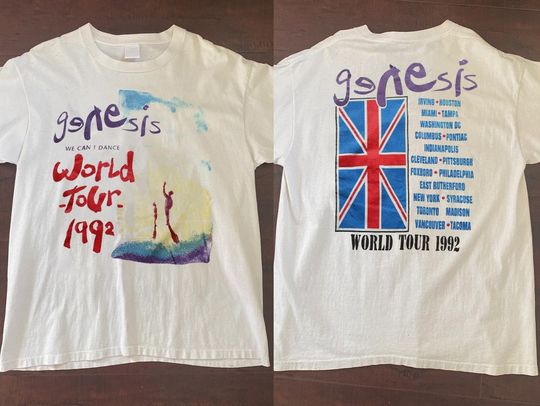 Discover Genesis We Can't Dance World Tour 1992 UK Flag T-Shirt
