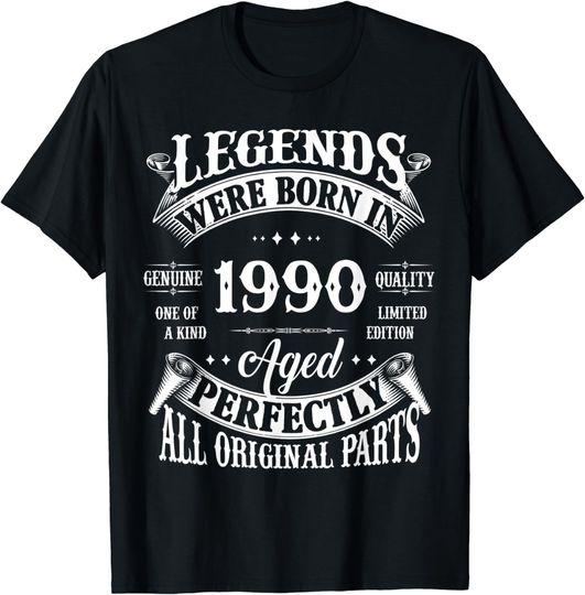 Discover 33rd Birthday Tee Vintage Legends Born In 1990 33 Years Old T-Shirt