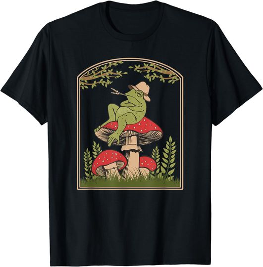 Discover Cottagecore Aesthetic Frog Goblincore Mushroom Toad Fungus T-Shirt