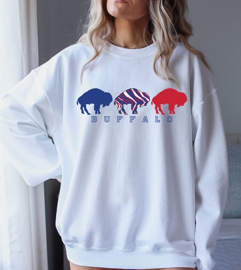Discover Vintage Buffalo Football Crewneck | Buffalo Bill Sweatshirt | Bill Sweatshirt